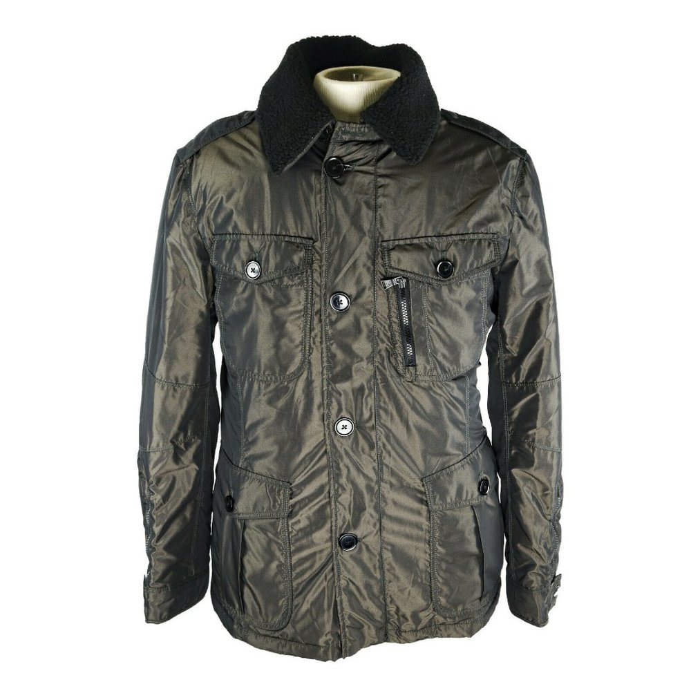 NEW Black EXPRESS Padded Military Style Jacket / Coat Faux Shearling Sz. L